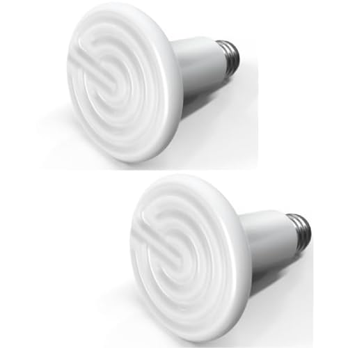 YSSOA 100W Ceramic Heat Emitter, Reptile Heat Bulbs, Ceramic Heat Lamp for Reptiles, Amphibian, Chicken, Dog, Cat, 2 Pack, White - color: White, size: 2 Pack, style: 100W