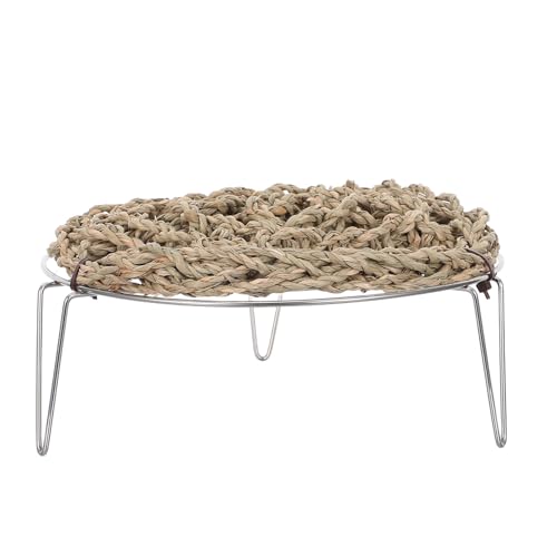 Healifty Bearded Dragon Lounger Hammock 7.3" Woven Straw Reptile Hammock with Metal Legs Elevated Basking Platform Breathable and Removable Bed for Terrarium and Mesh Enclosures