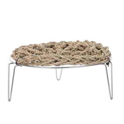 ULTECHNOVO Bearded Dragon Bed 7.3" Reptile Lounger Hammock with Straw Woven Platform and Metal Frame Elevated Basking Platform for Small Animals in Mesh or Acrylic Enclosures