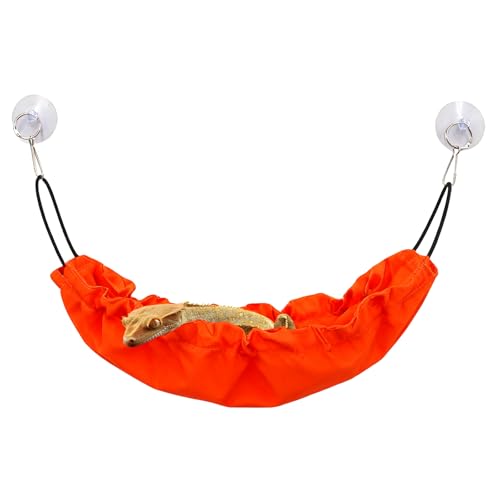 Gecko Tank Accessories, Reptile Hammock with Elastic Rope and Suction Cups, Terrarium Accessories for Crested Gecko, Leopard Gecko, Little Snake - color: Orange