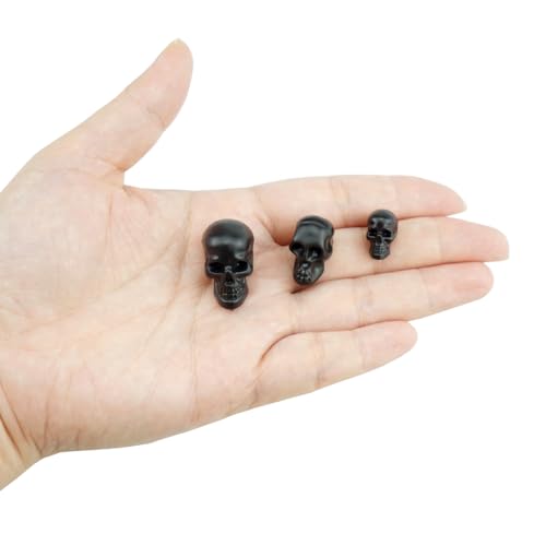 SaktopDeco 40 Counts Black Skull Mini Plastic Skull Heads Decor Halloween Skeleton Head for Crafts Bar Home Table Party Decorations