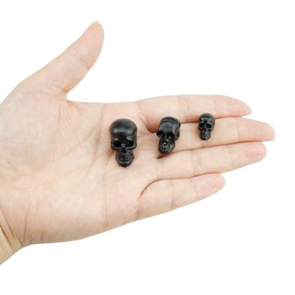 SaktopDeco 40 Counts Black Skull Mini Plastic Skull Heads Decor Halloween Skeleton Head for Crafts Bar Home Table Party Decorations