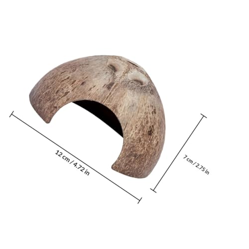 2-Pack Coconut Shell Reptile Hideout 4.72In Natural Coir Pet Shelter for Gecko Lizard Hermit Crab Terrarium Safe Habitat