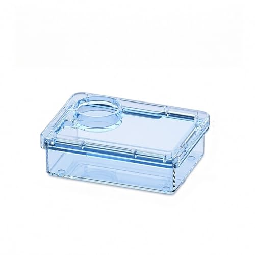 2-Pack Medium Reptile Escape-Proof Feeder Bowls, Clear + Transparent Blue