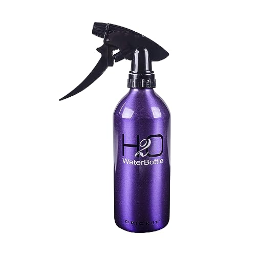 Cricket H2O Water Spray Bottle for Hair, Sparkle Purple, 13.5 oz | Continuous Stream, Adjustable Nozzle, Durable Aluminum, Refillable - color: Purple 13.5oz, size: 13.5 Ounces