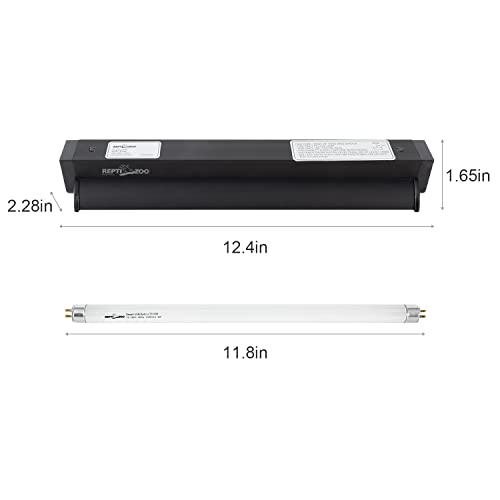REPTI ZOO 8W Reptile T5 HO UVB Lighting Combo Kit, Light Fixture Reptile Terrarium Hood, with Detachable Curved Reflector and 1pc Desert 10.0 UVB T5 Lamp, ETL certificated