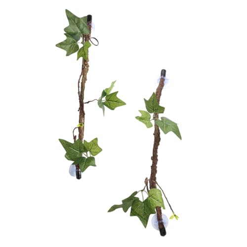 2Pcs Artificial Reptile Tree Vines with Strong Suction Cups for Terrarium Habitat Climbing and Decoration Jungle Branches for Lizards and Amphibians