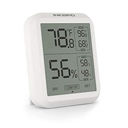 Inkbird ITH-20 Digital Thermometer Indoor Hygrometer Room Thermometer Humidity Gauge with Temperature and Humidity Monitor for Cigarette Guitar Ukulele Cigar Box Fridge Reptile Succulent