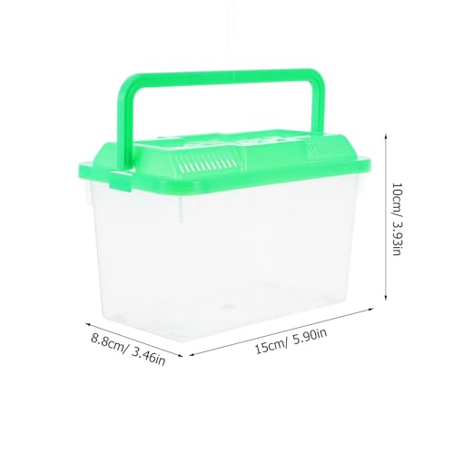 Toyvian Small Portable Fish Tank with Handle, Clear Plastic Travel Critter Carrier with Ventilated Lid for Turtles Hamsters Reptiles Small Pets