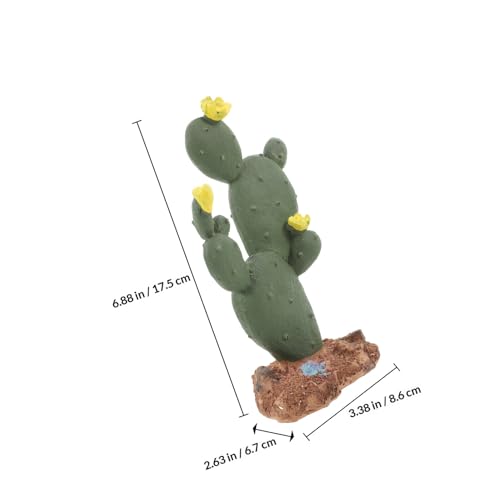 Resin Artificial Cactus Plant Terrarium Decor for Tortoise Habitat, Desert Simulation Plastic Reptile Plant Sculpture Figurine for Turtle and Lizard Tanks
