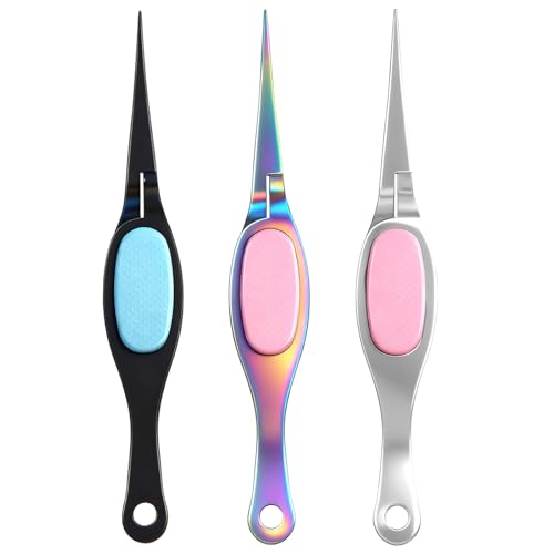 Mudder 3 Pcs Reverse Tweezers Craft Crossing Lock Tweezers Reverse Grip Precision Curved Bent Straight Fine Tip for Craft Jewelry Beading Electronic Laboratory Work (Straight Tip) - style: Straight Tip