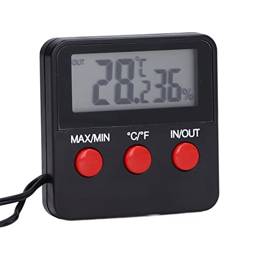 DTH - 74 Humidity Temperature Gauge, Mini Digital Thermometer Hygrometer, External Probe with Suction Cup for Indoor Outdoor Use, Accurate Sensor Meter for Room Greenhouse Reptile