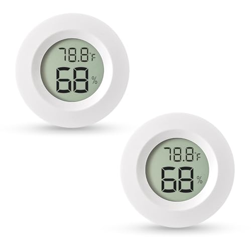 Atogou 2-Pack Mini Hygrometer & Thermometer, Indoor Outdoor Digital Humidity Meter Gauge Temperature, ℉/℃, for Home, Office, Reptile, Car, Greenhouse, Lab, Terrarium, Cellar.. A01 White - color: White 2-pack