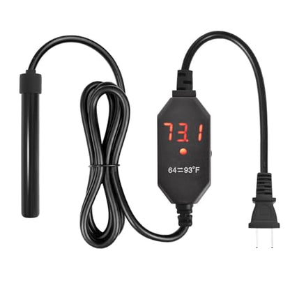 YOFOTHS Mini Aquarium Heater Alumina Ceramic, 15W Digital Display Thermostat, Compact Thumb-Size Fish Tank Heater with Temperature Control for 1-3 Gallon Betta Tanks (15W) - size: 15W