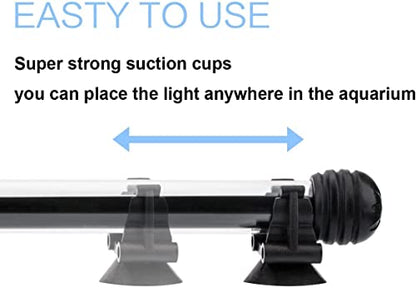 23 inches LED Aquarium Light, 12W Fish Tank Light Underwater Light Submersible Crystal Glass Lights, 9.2ft/2.8m Long Wire Length, White - size: 23 inch