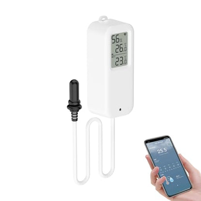 Aquarium Thermometer, Smart Fish Tank Thermometer App Monitor, Free Data Export ℉/℃, WiFi Hygrometer for Babyroom, Greenhouse, Fish Tank, Refrigerator, White 1 Pack with Screen - size: Single, style: Contemporary