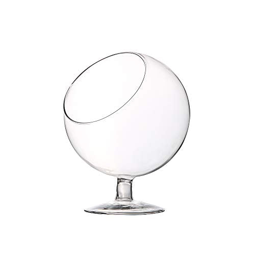 WGV Planter Terrarium with Stand, Ball Diameter 4" Height 5", Clear Glass Floral Container Vase, DIY Succulents Outdoor Garden Home Office Decor Slant Cut Orb, 1 Piece - size: 4"D