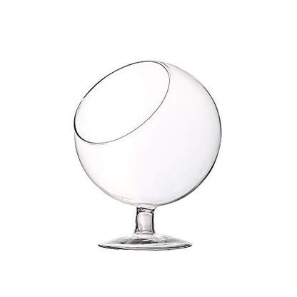 WGV Planter Terrarium with Stand, Ball Diameter 4" Height 5", Clear Glass Floral Container Vase, DIY Succulents Outdoor Garden Home Office Decor Slant Cut Orb, 1 Piece - size: 4"D