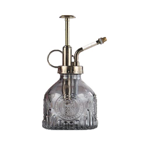 Plant Mister in Glass 200ML, Small Spray Bottle with Plastic Top Pump, Fine Mist Decorative Sprayer Tiny Watering Can Gift for Indoor Outdoor Succulent House Plant (DEEP Grey) - color: Deep Grey