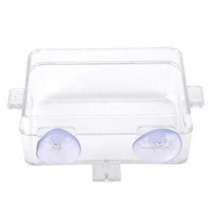 SUNGOOYUE Reptile Feeding Dish, ABS Reptile Feeder with Suction Cup, Translucent Food Water Bowl 10 X 3.5 X 6 Cm, Escape Control for Gecko Lizard Snake Tortoise Terrarium Use