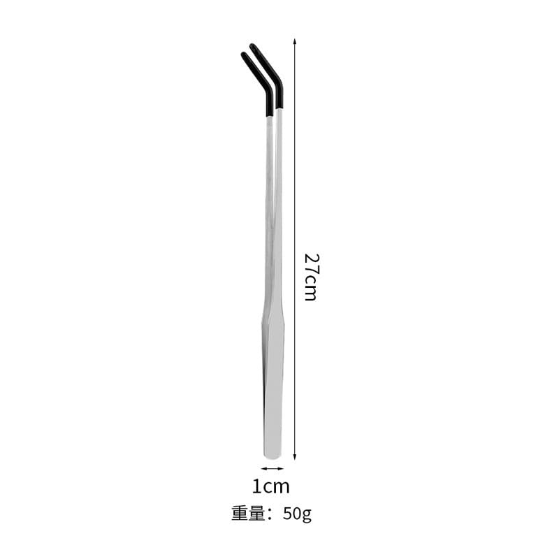 Stainless Steel Reptile Feeding Tongs with Rubber Tips, 27cm Long Curved and Straight Tweezers for Turtles, Lizards, Iguanas, Chameleons, Aquarium and Terrarium Use