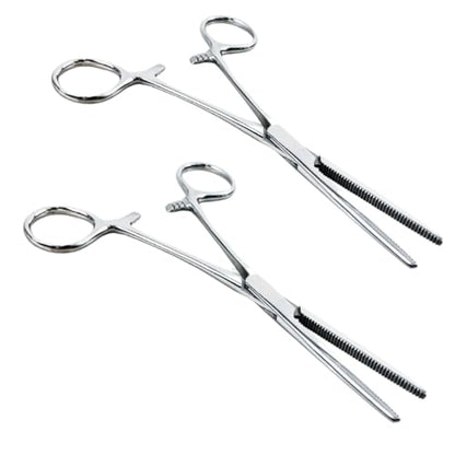ADROIT (2 Pack) 5.5" Straight Tip Stainless Steel Hemostat Forceps | Precision Teeth Grip | Versatile Use for First Aid, Crafting, & Electronics - size: 5.5", style: Straight