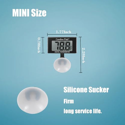 Carefree Fish Aquarium Underwater Thermometer for Saltwater and Freshwater Replaceable Battery Temperature Error ±1℉