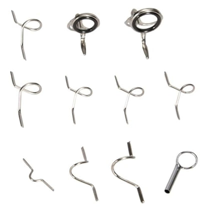 Fly Fishing Rod Guides Set, for Stainless Steel Hard Guides with Tip for Ring and Hook Keeper for Rod Repair, 11 Pcs Kit