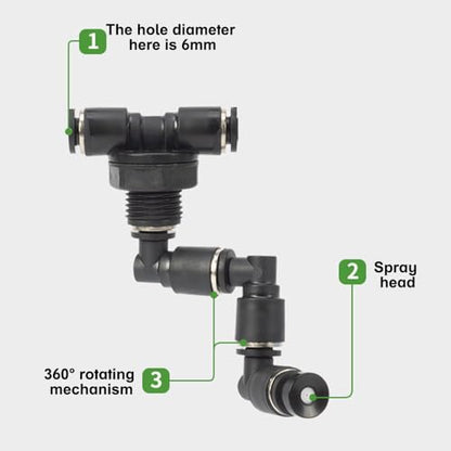 Reptile Mister Nozzles, 1/2PCS Fine Rainforest Tank Sprinkler 360° Adjustable Terrarium Fogger for 6mm/0.24'' Outer Diameter Hose - color: 1PCS
