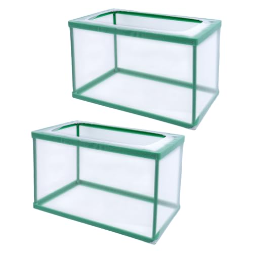 MY MIRONEY 2PCS 10.43" x 5.91" x 5.91" Fish Tank Breeder Green Nylon Fish Incubator Mesh Box Aquarium Fish Fry Hatchery Breeder with Suction Cups - style: 10.43" x 5.91" x 5.91"; Green; without Divider
