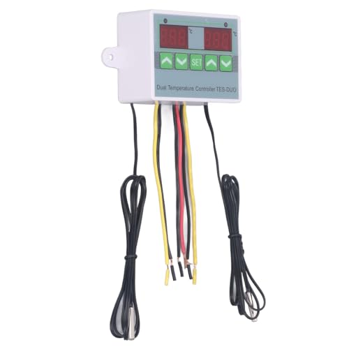Dual Temperature Controller Digital Thermostat Precision Machined for Reptile Keeping and Refrigerators ABS Material (DC12V) - size: DC12V