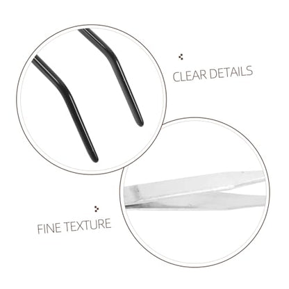 Uonlytech 2pcs Stainless Steel Reptile Feeding Tongs with Curved Rubber Tips Long Tweezers for Snake Gecko Lizard Care Lightweight Portable Terrarium Supplies