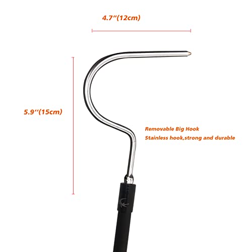 High-Carbon Snake Hook Reptile Stick Tongs Grabber Pick-up Handling Tools for Catching Controlling or Moving Snakes, 49in