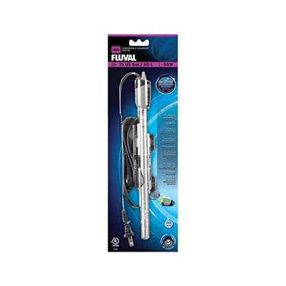 Fluval M 50-Watt Submersible Aquarium Heater – Compact, Reliable Heating with Mirror Technology for Fresh & Saltwater Tanks Up to 15 Gallons - size: M50