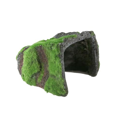 Tortoise Hide Cave Reptile Rock Hideout Cave, Small Resin Hides Shelter, Realistic Reptile Moss Rock Habitat Decor Rest Cave Terrarium Accessories