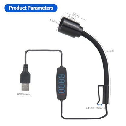 Mini Clip On Aquarium Light Small Dimmable Fish Tank Light USB Spotlight with 3 Light Modes 10-Level Brightness for 1 to 3 Gallon Tanks (Adapter NOT Included) - size: Clip Light With Dimmer