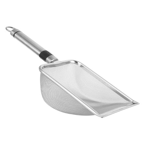 Luxshiny Reptile Litter Scoop Stainless Steel Metal Shovel 1.5x1.5mm Mesh Sifter for Indoor Terrarium Substrate Pet Waste Removal