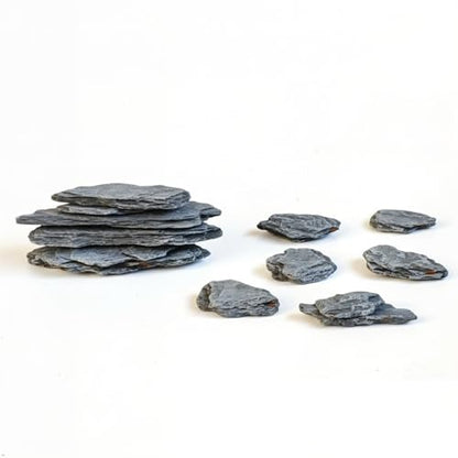 Kai Dream Miniature Stones for Terrarium - Tree Bark Diorama Rocks for Miniature Terrain Display - Lightweight Reptile Habitat Decor - NOT for Aquarium Underwater Use - 24Pcs Slate Stone (1-2 inch)“ - style: 24P Wooden Slate Rocks