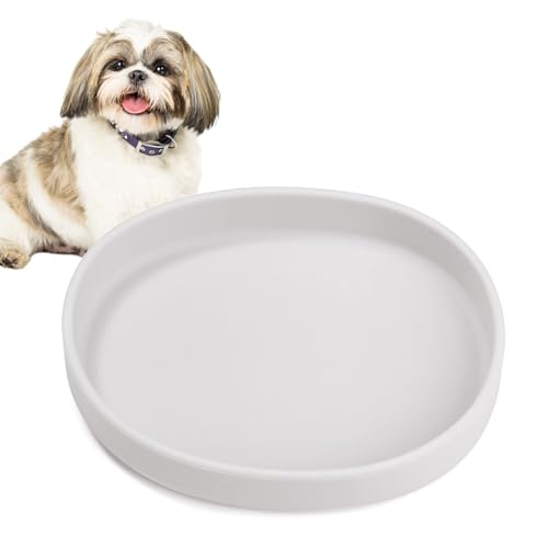 BNOSDM Silicone Dog Food Plate Shallow Dog Bowl Flat Cat Dish 1 Pack Small Puppy Plates for Small Dogs and Cats Whisker Fatigue Pet Feeding Bowls for Dry and Wet Food (Light Grey) - color: 1 Pcs - (Light Grey)