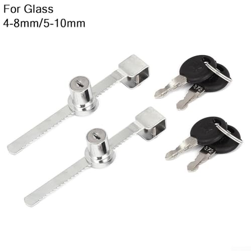 Sliding Glass Door Lock for Reptile Vivarium or Display Cabinet, Zinc Alloy Chrome Finish with 2 Keys for Secure Pet Enclosure and Showcase Protection(5-10mm) - size: 5-10mm