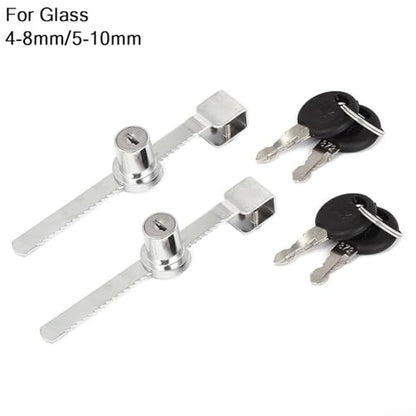 Sliding Glass Door Lock for Reptile Vivarium or Display Cabinet, Zinc Alloy Chrome Finish with 2 Keys for Secure Pet Enclosure and Showcase Protection(5-10mm) - size: 5-10mm