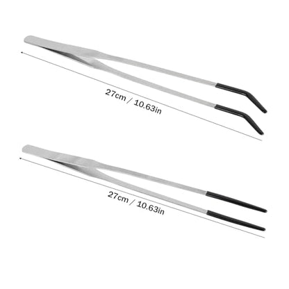 4pcs Reptile Feeding Tongs, Stainless Steel Straight Curved Reptile Feeding Tweezers with Rubber Tips for Bearded Dragons Snake Lizards Gecko