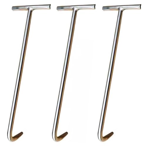 Drain Grate Cover Hook Tool, Stainless Steel Puller for Plumbers Individuals Construction Workers, Roller Shutter Door Lifting with T Easy Grip Handle (Color : 3pcs, Size : 19.7IN/50CM_8MM) - color: 3pcs, size: 19.7IN/50CM_8MM