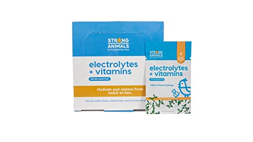 Strong Animals Electrolytes + Vitamins, Chicken Electrolytes for Water with Organic Thyme Essential Oil & Vitamins, Hydration & Nutrient Support for Backyard Flocks, 30 Single-Serve Packets