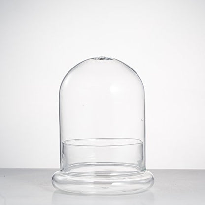 NCYP Small Clear Decorative Glass Terrarium Cloche with Air Hole - 4.7 x 4.7 x 6.3 Inches Glass Dome with Base for Miniature Plants - Display Storage (No Plants Included) - size: 4.7x4.7x6.3inches