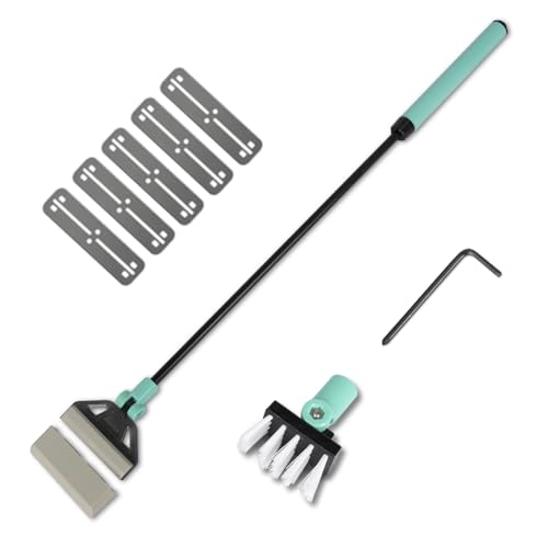 UPETTOOLS Aquarium Algae Scraper, Stainless Steel Glass Cleaner | 5 Stainless Blades, Adjustable Head, Safe for Glass, Ergonomic Handle, 19.7"