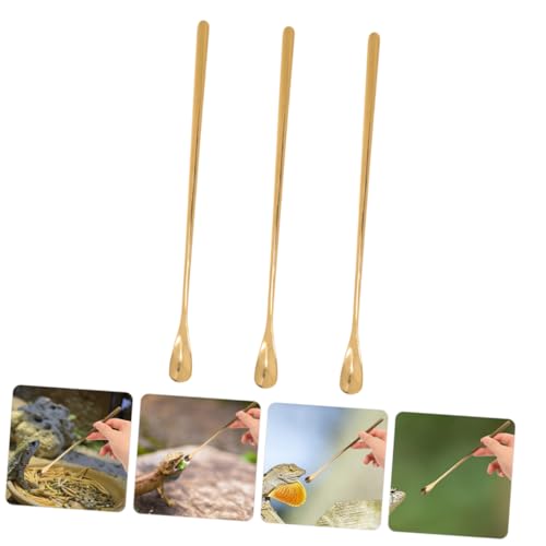 Mikikit 3Pcs Reptile Food Feeding Tool Spoon for Gecko Lizard for Wet Food Mixing Stirring Durable Pet Supply for Easy Feeding