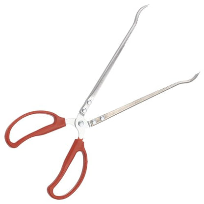 15.0 in Tongs, Stainless Steel Reptile Feeder Clip, Anti-Slip Snake Feeding Tongs with Curved Toothed Grip, Extra Long Garbage Picking Tool, Safe Catching Tool for Tortoise Lizard Frog Spider