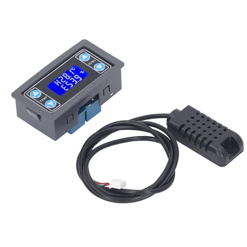 Temperature Humidity Controller Dual Relay Output Digital Thermostat Humidistat Control Module with Automatic Recognition for Greenhouse Reptile Terrarium Home Use ABS Mate