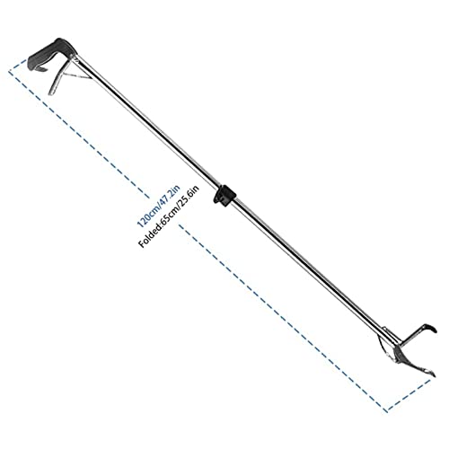 Handling Snake Hooks Heavy Duty Snake Tongs Reptile Grabber Stainless Steel Catcher Wide Jaw with Auto Lock Blunt Teeth Collapsible Design